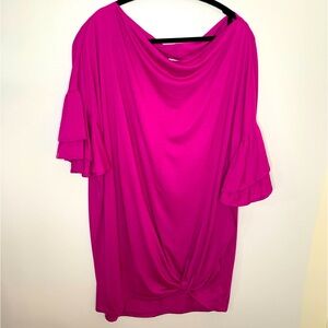 Umgee Womens Half Ruffle Sleeves  Off  Shoulder Pullover Tunic Top Size Medium